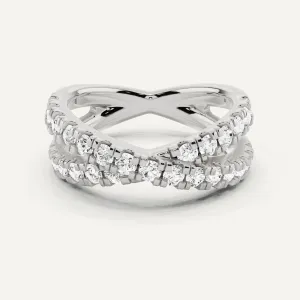 1 ctw Round Diamond Crossover Fashion Rings