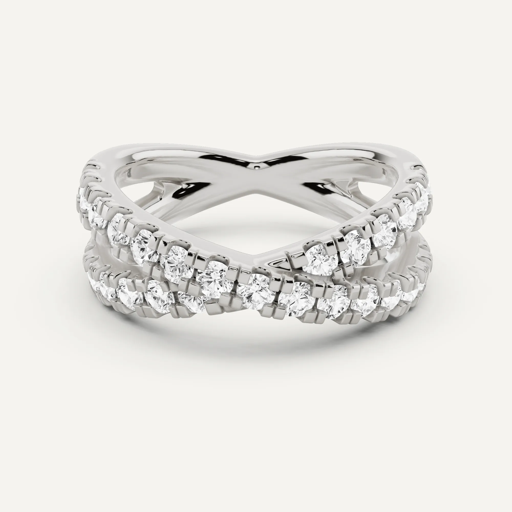 1 ctw Round Diamond Crossover Fashion Rings