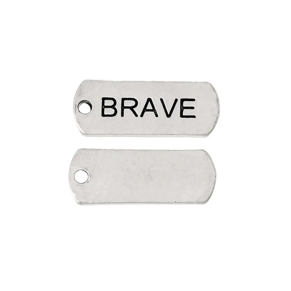 10 Pcs Tibetan Silver BRAVE 21mm x 8mm Charms Pendants, Lead & Nickel Free Metal Charms Pendants Beads