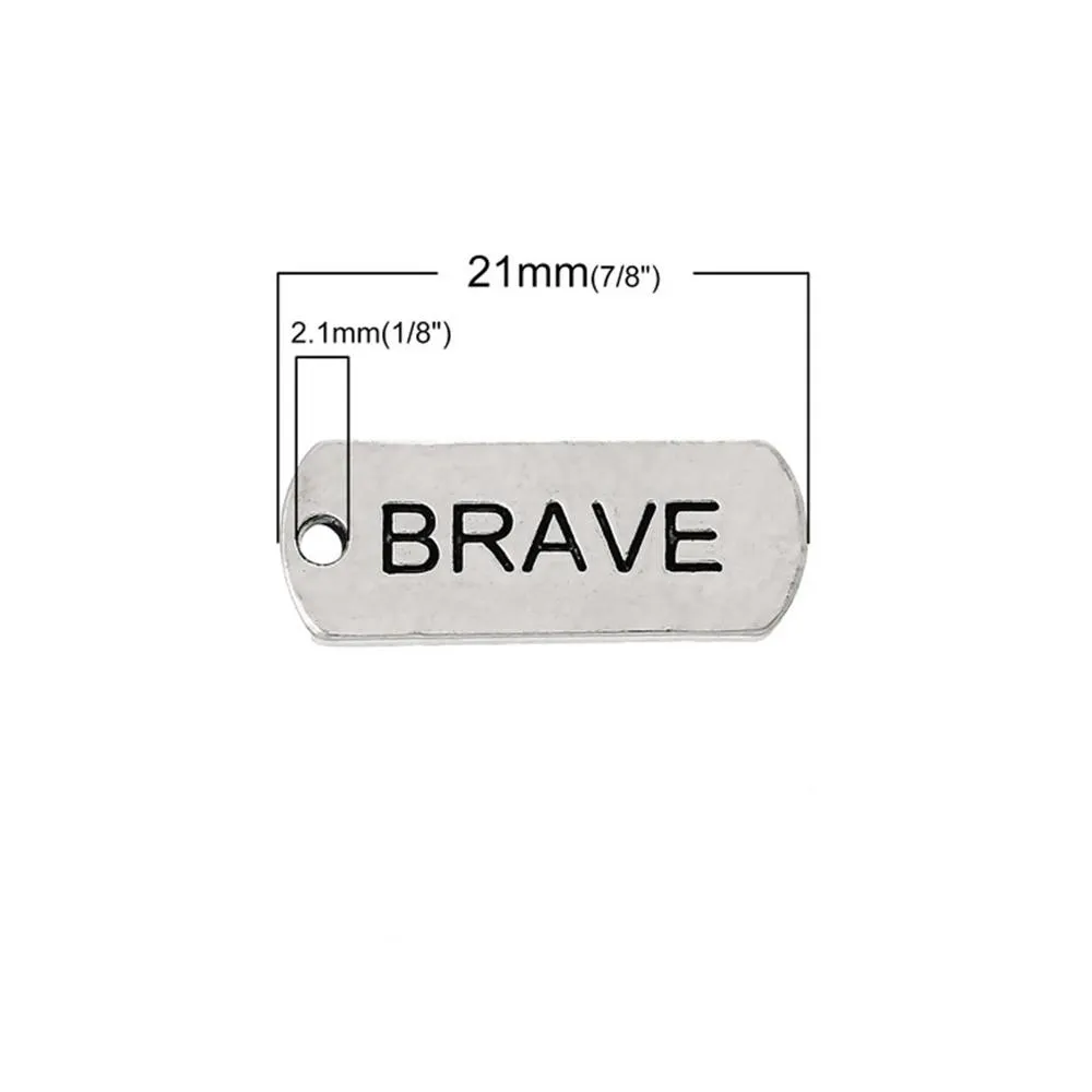 10 Pcs Tibetan Silver BRAVE 21mm x 8mm Charms Pendants, Lead & Nickel Free Metal Charms Pendants Beads