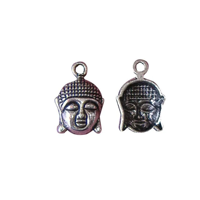 10 Pcs Tibetan Silver Buddha Head 23mm x 15mm Charms Pendants