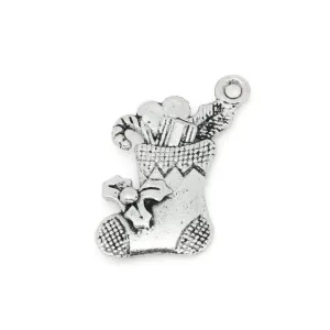 10  Pcs Tibetan Silver CHRISTAMS STOCKING 20mm x 16mm Charms Pendants, Lead & Nickel Free Metal Charms Pendants Beads