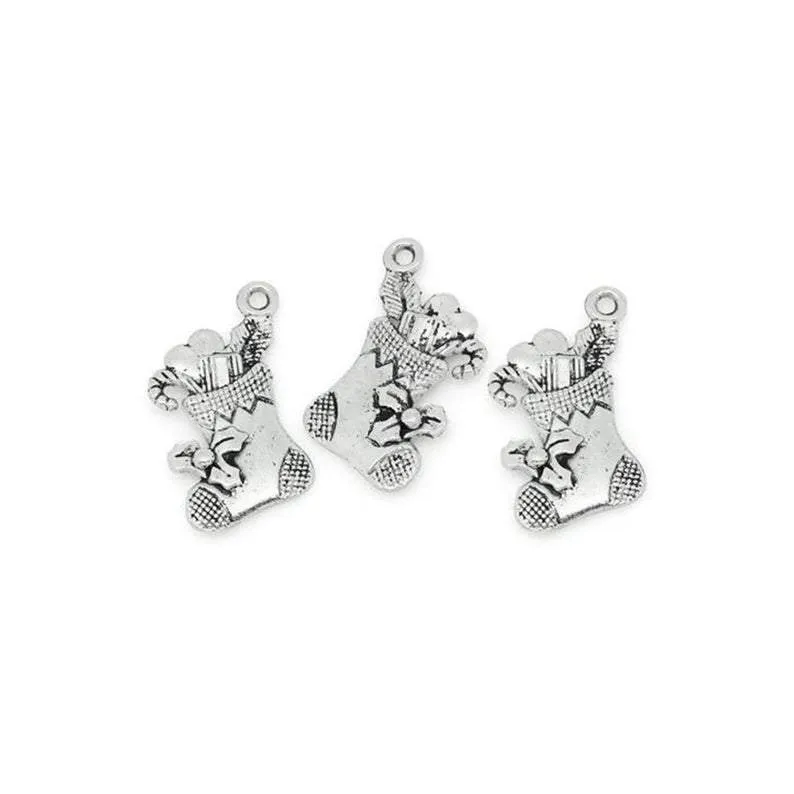 10  Pcs Tibetan Silver CHRISTAMS STOCKING 20mm x 16mm Charms Pendants, Lead & Nickel Free Metal Charms Pendants Beads