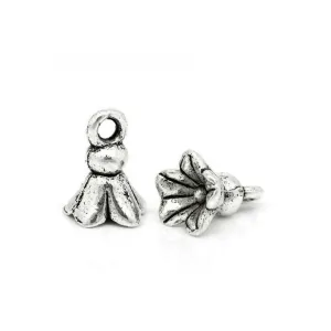 10 Pcs Tibetan Silver FLOWER 11mm x 8mm Charms Pendants, Lead & Nickel Free Metal Charms Pendants Beads