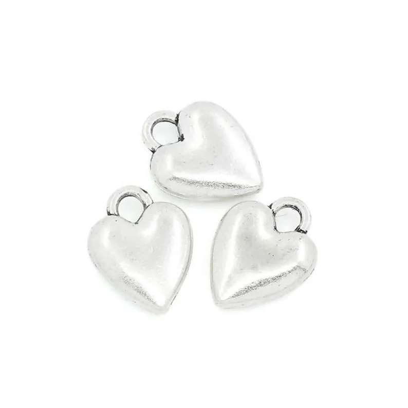 10 Pcs Tibetan Silver HEART 3D 14mm x 10.5mm Charms Pendants, Lead & Nickel Free Metal Charms Pendants Beads