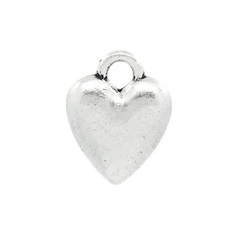 10 Pcs Tibetan Silver HEART 3D 14mm x 10.5mm Charms Pendants, Lead & Nickel Free Metal Charms Pendants Beads