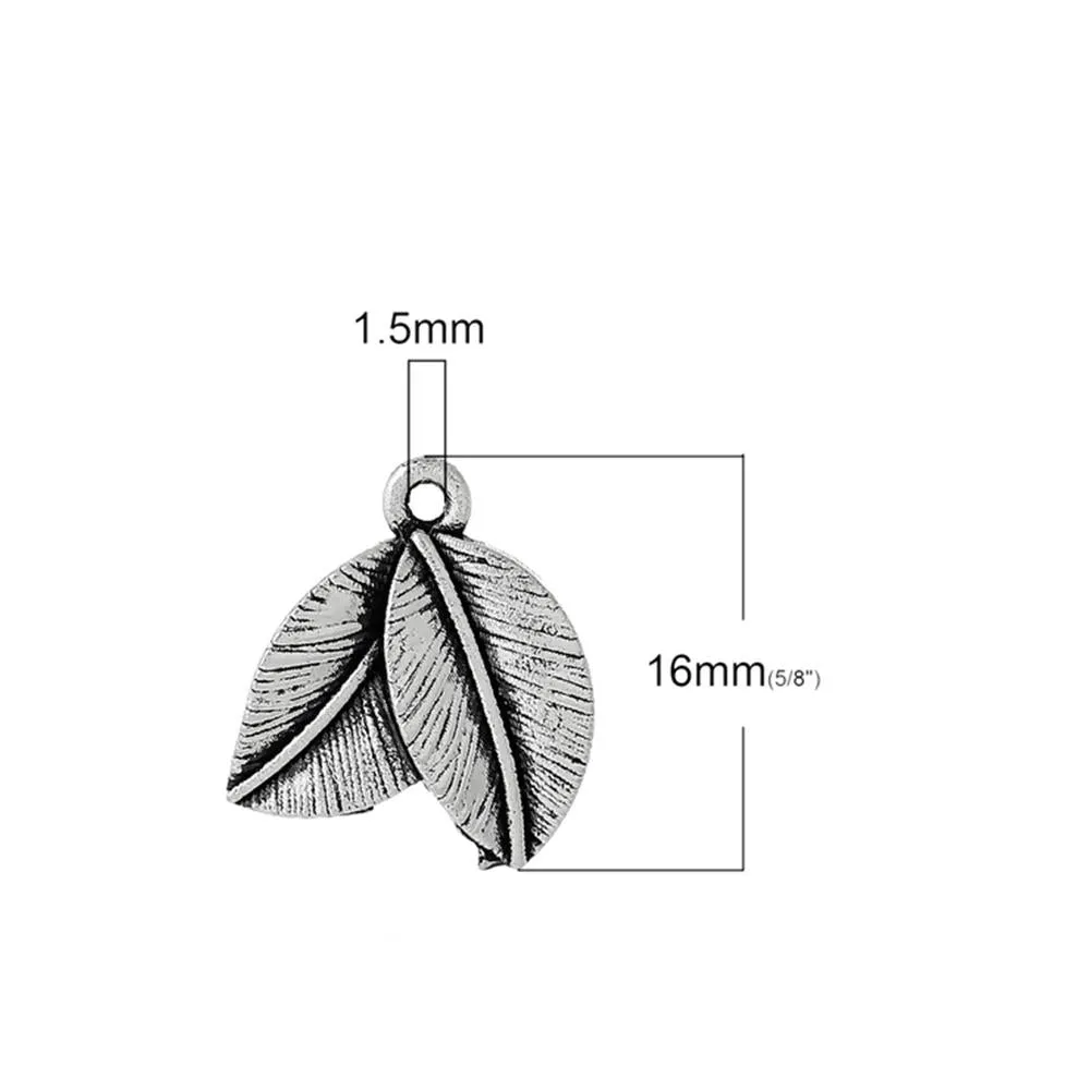 10 Pcs Tibetan Silver LEAFS 16mm x 14mm Charms Pendants, Lead & Nickel Free Metal Charms Pendants Beads