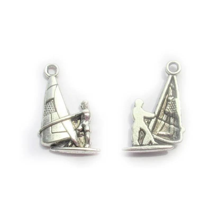 10 Pcs Tibetan Silver Windsurfer Sport Sea 22mm x 15mm Charms Pendants