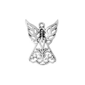 10 Pcs Tibetan Silver WING CARVED HOLLOW ANGEL 33mm x 24mm Charms Pendants, Lead & Nickel Free Metal Charms Pendants Beads