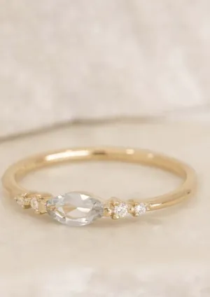 14K Gold April Topaz Birthstone Ring