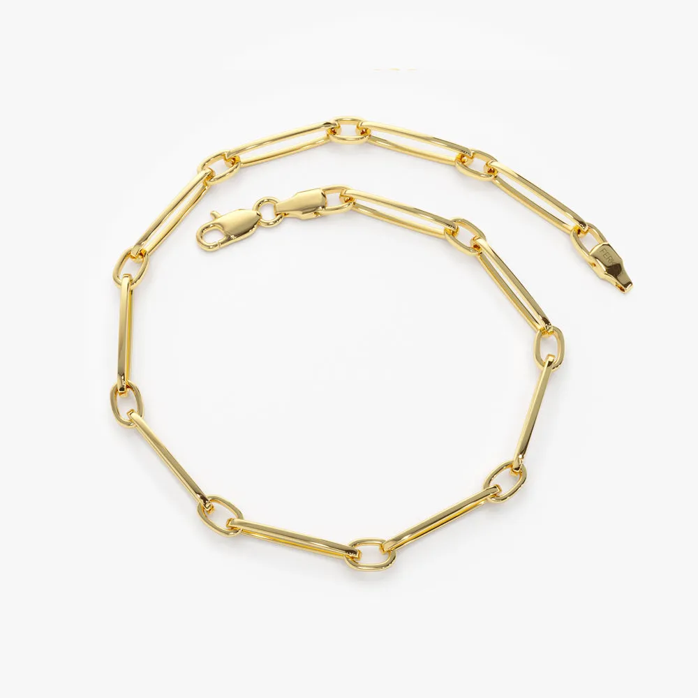 14k Gold Oval Link Chain Bracelet