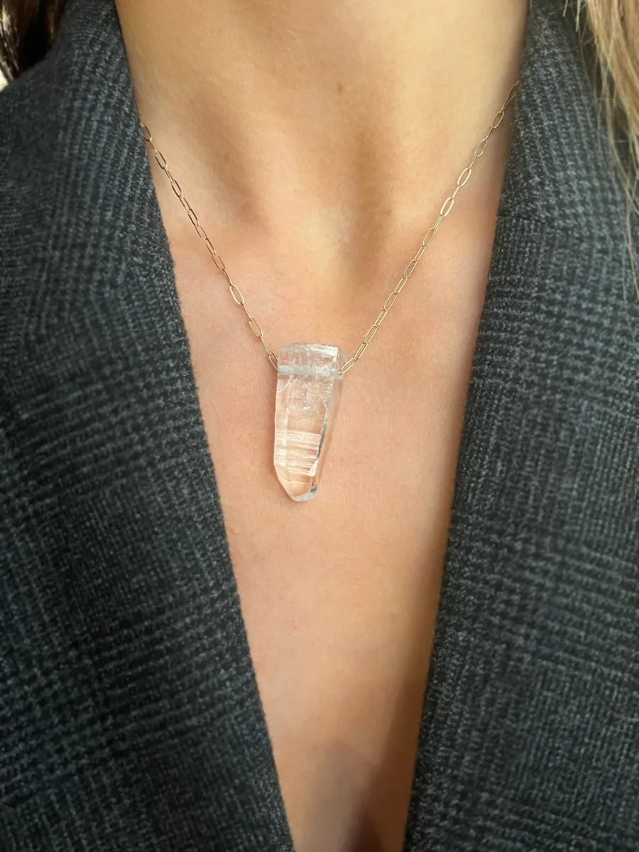 14k Gold Tibetan Quartz Crystal Necklace