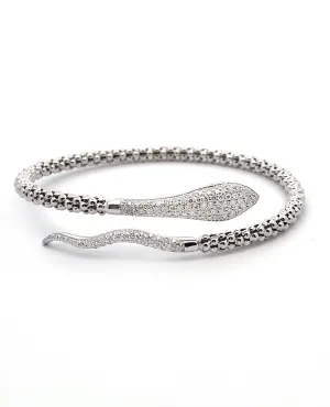 14K White Gold Snake Wrap Bracelet with Diamonds