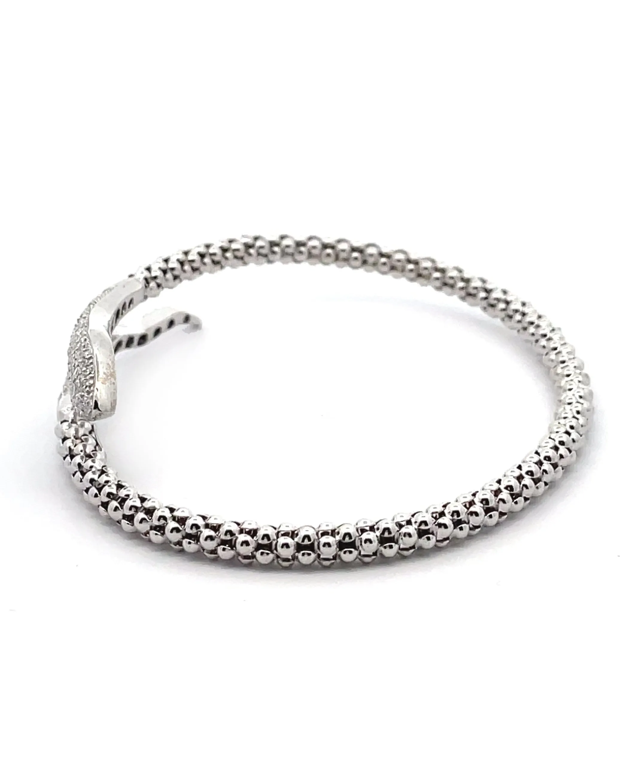 14K White Gold Snake Wrap Bracelet with Diamonds