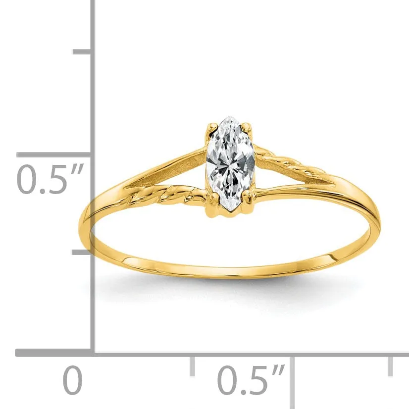 14k Yellow Gold White Topaz Birthstone Ring