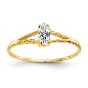 14k Yellow Gold White Topaz Birthstone Ring