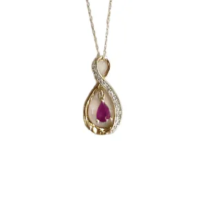 14KT Pear Ruby & Diamond Necklace