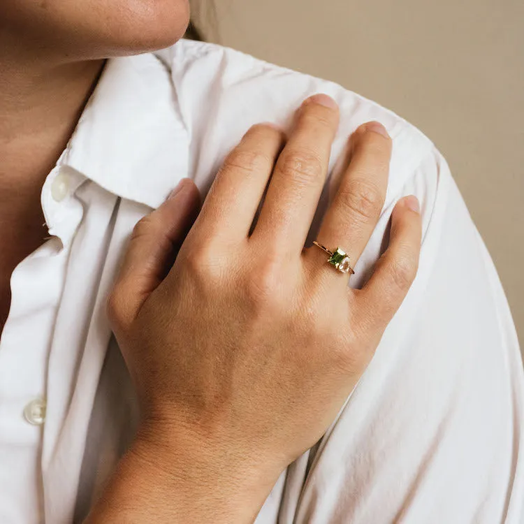 14kt Peridot and Topaz Toi et Moi Ring