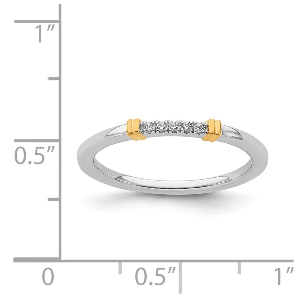 1.5mm 14k White & Yellow Gold .04 Ctw Diamond Stackable Band