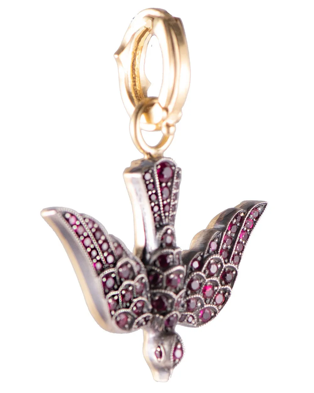 18k Gold Ruby Swallow Pendant