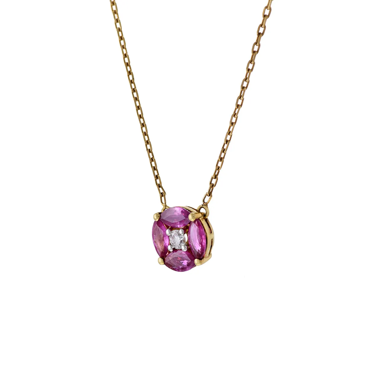 18KT Yellow Gold Ruby and Diamond Necklace