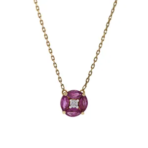 18KT Yellow Gold Ruby and Diamond Necklace