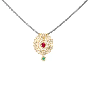 22K Yellow Gold, Emerald, Ruby and CZ Pendant (7.6 grams)