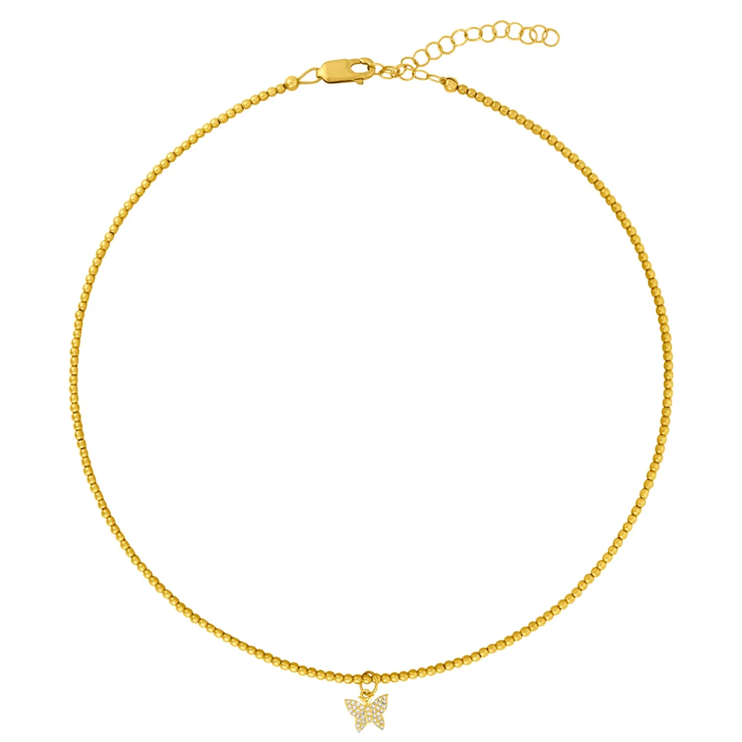 2MM Signature Necklace With Pave Butterfly Charm