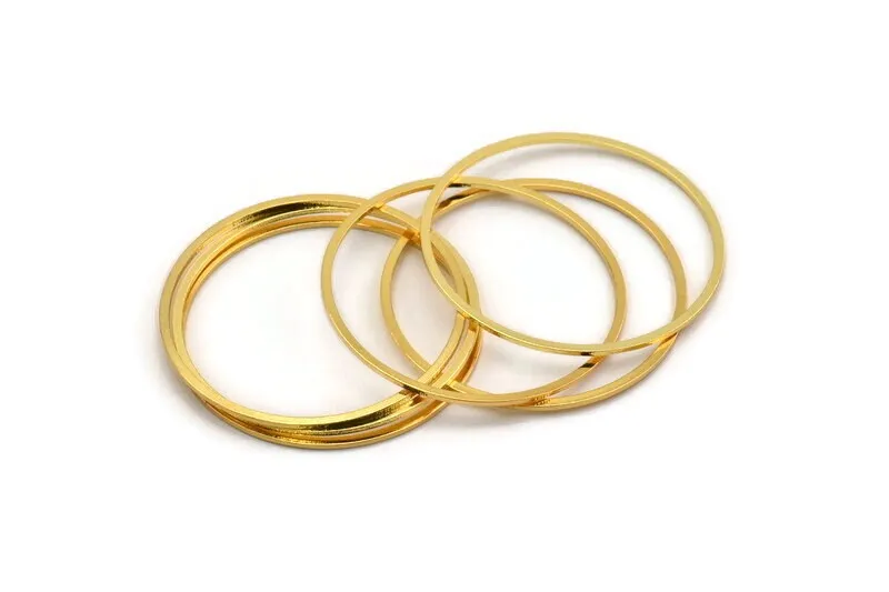 43mm Circle Connectors - 4 Gold Plated Brass Circle Connectors (43x1.4x1mm) A6097 H0066