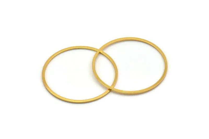 43mm Circle Connectors - 4 Gold Plated Brass Circle Connectors (43x1.4x1mm) A6097 H0066