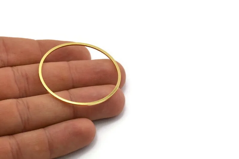 43mm Circle Connectors - 4 Gold Plated Brass Circle Connectors (43x1.4x1mm) A6097 H0066