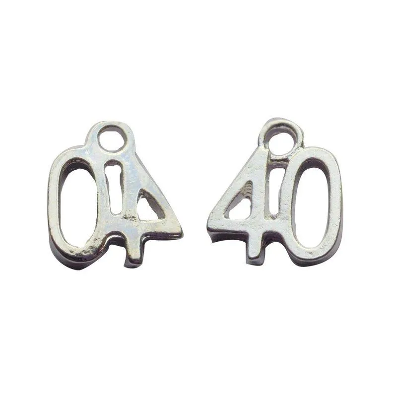 5 Pcs Silver Plated Number Forty 40 13X10mm Charms Pendants