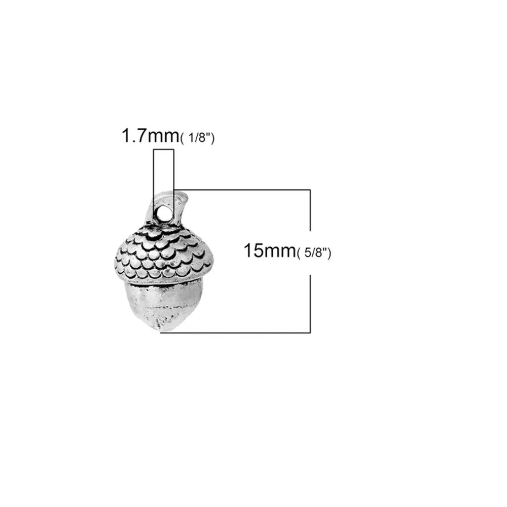 5 Pcs Tibetan Silver ACORN 15mm x 10mm Charms Pendants, Lead & Nickel Free Metal Charms Pendants Beads