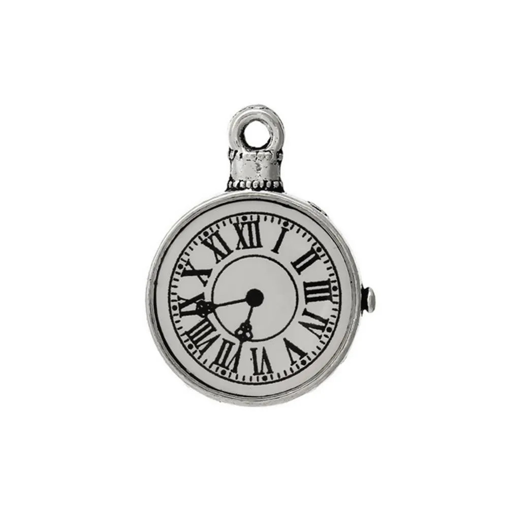 5 Pcs Tibetan Silver CLOCKWATCH 24mm Charms Pendants, Lead & Nickel Free Metal Charms Pendants Beads