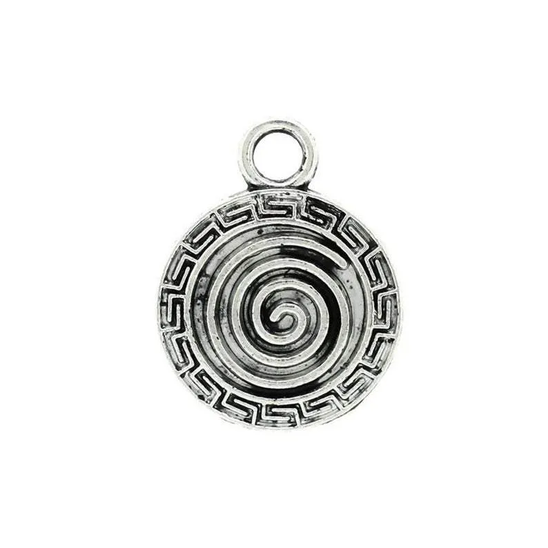 5 Pcs Tibetan Silver SPIRAL CARVED DISC 19mm x 24mm Charms Pendants, Lead & Nickel Free Metal Charms Pendants Beads