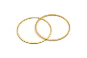 52mm Circle Connectors - 4 Gold Plated Brass Circle Connectors (52x1.3x1mm) A6095 H0201