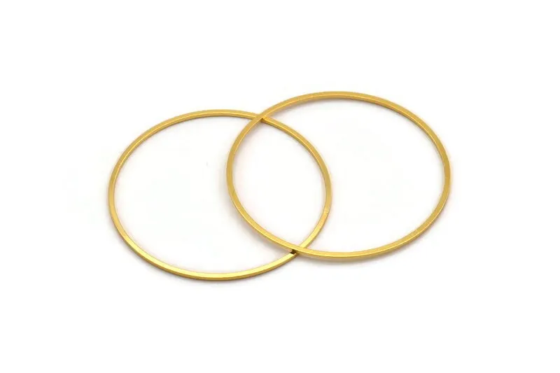 52mm Circle Connectors - 4 Gold Plated Brass Circle Connectors (52x1.3x1mm) A6095 H0201