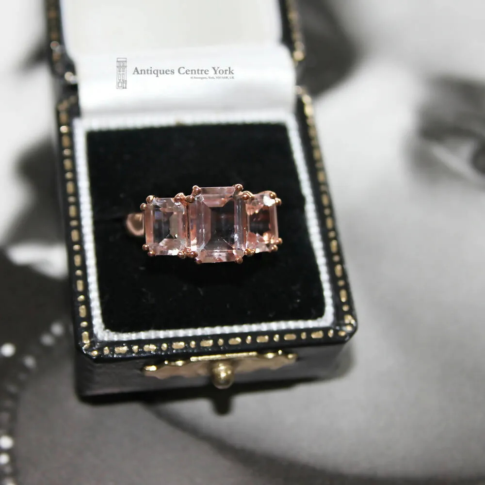 9ct Rose Gold Morganite Three Stone Ring