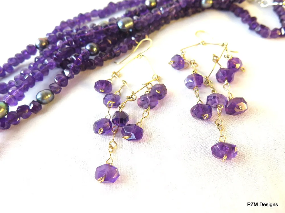 Amethyst Chandelier Handmade Earrings