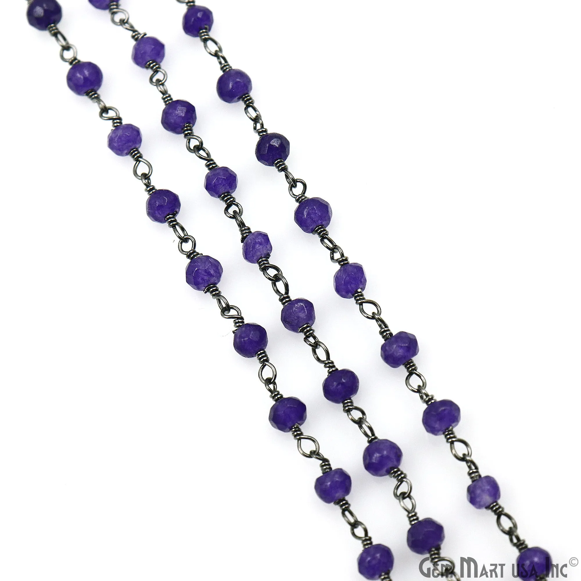 Amethyst Jade Beads Oxidized Wire Wrapped Rosary Chain