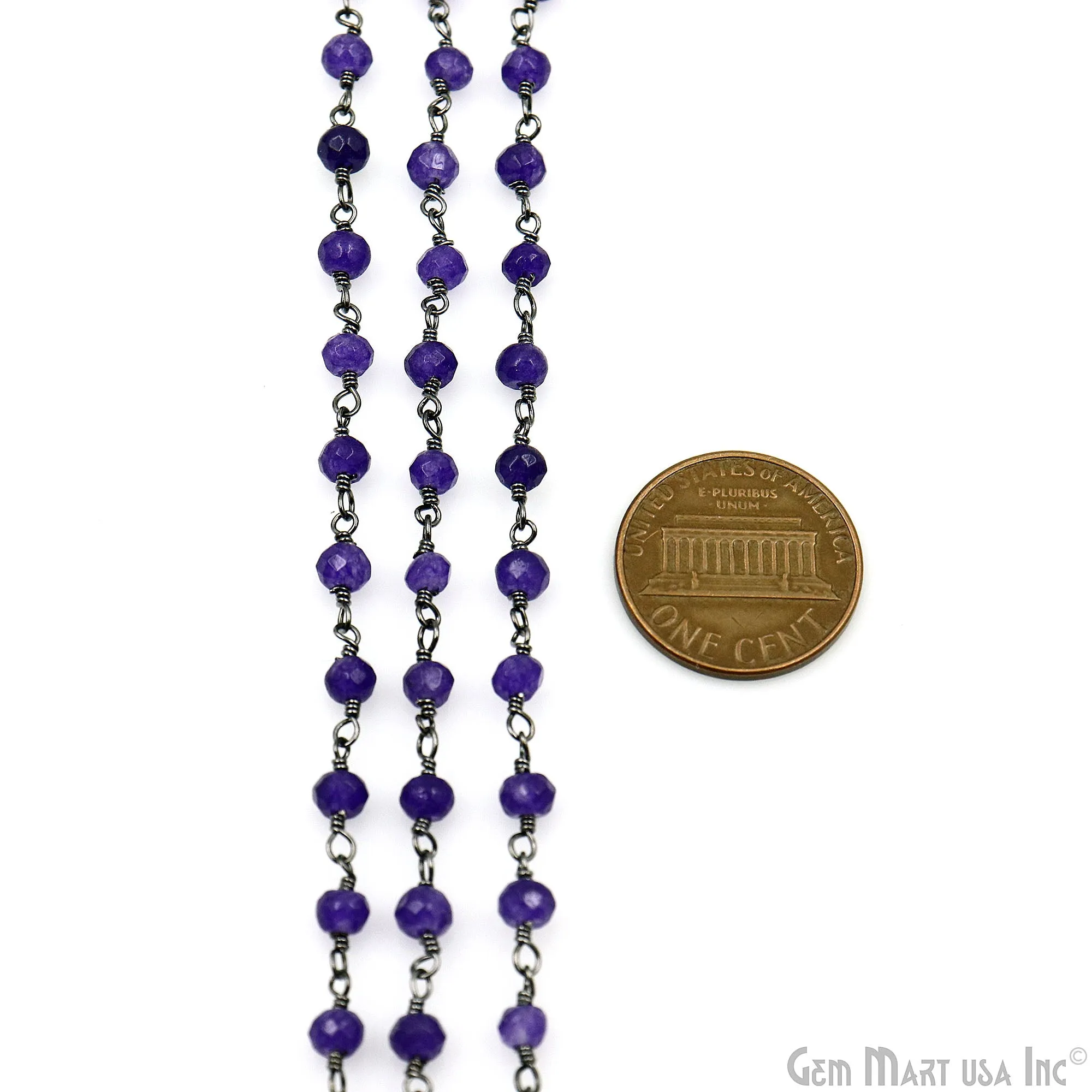 Amethyst Jade Beads Oxidized Wire Wrapped Rosary Chain