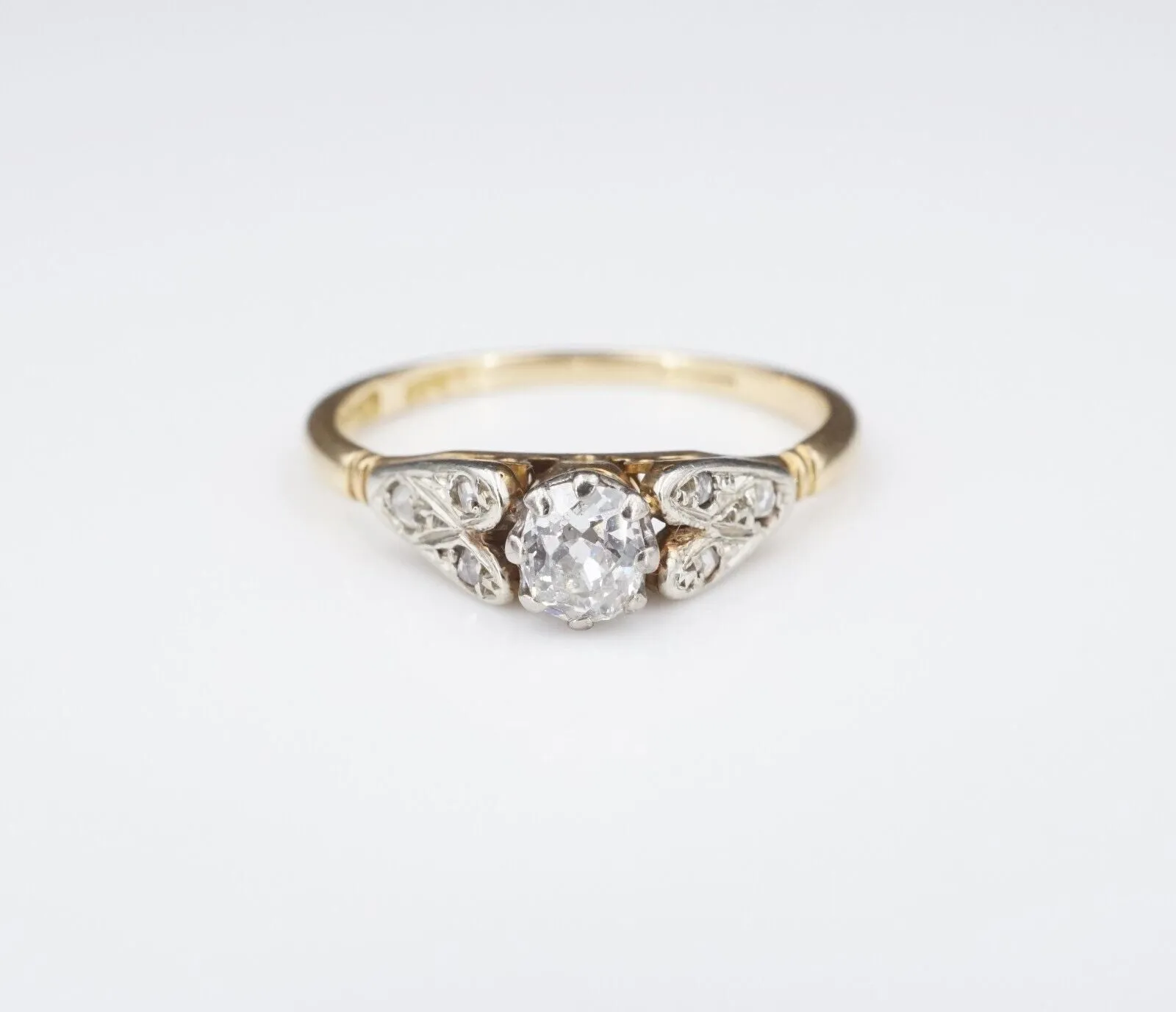 Antique 1910s 18k Gold 1/4ct OMC Diamond Engagement Promise Ring Size 6 RG3862