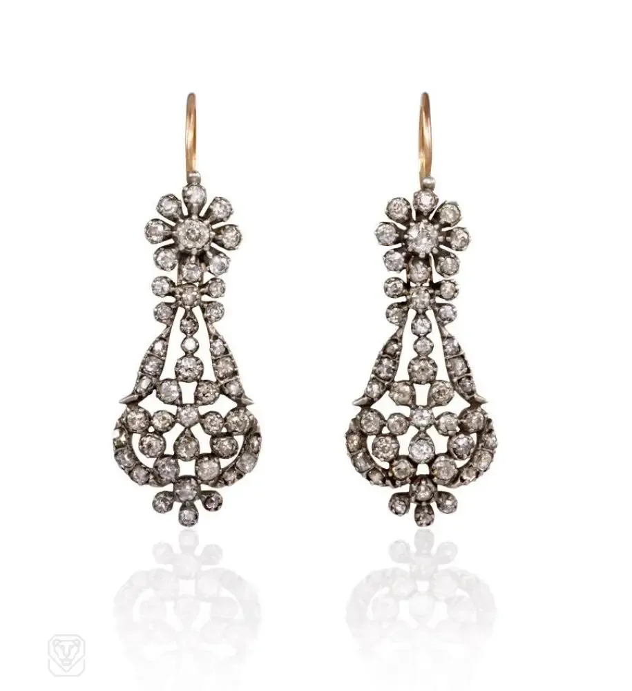 Antique diamond openwork earrings