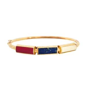 Art Deco 18k Bone, Lapis, and Jasper Bangle