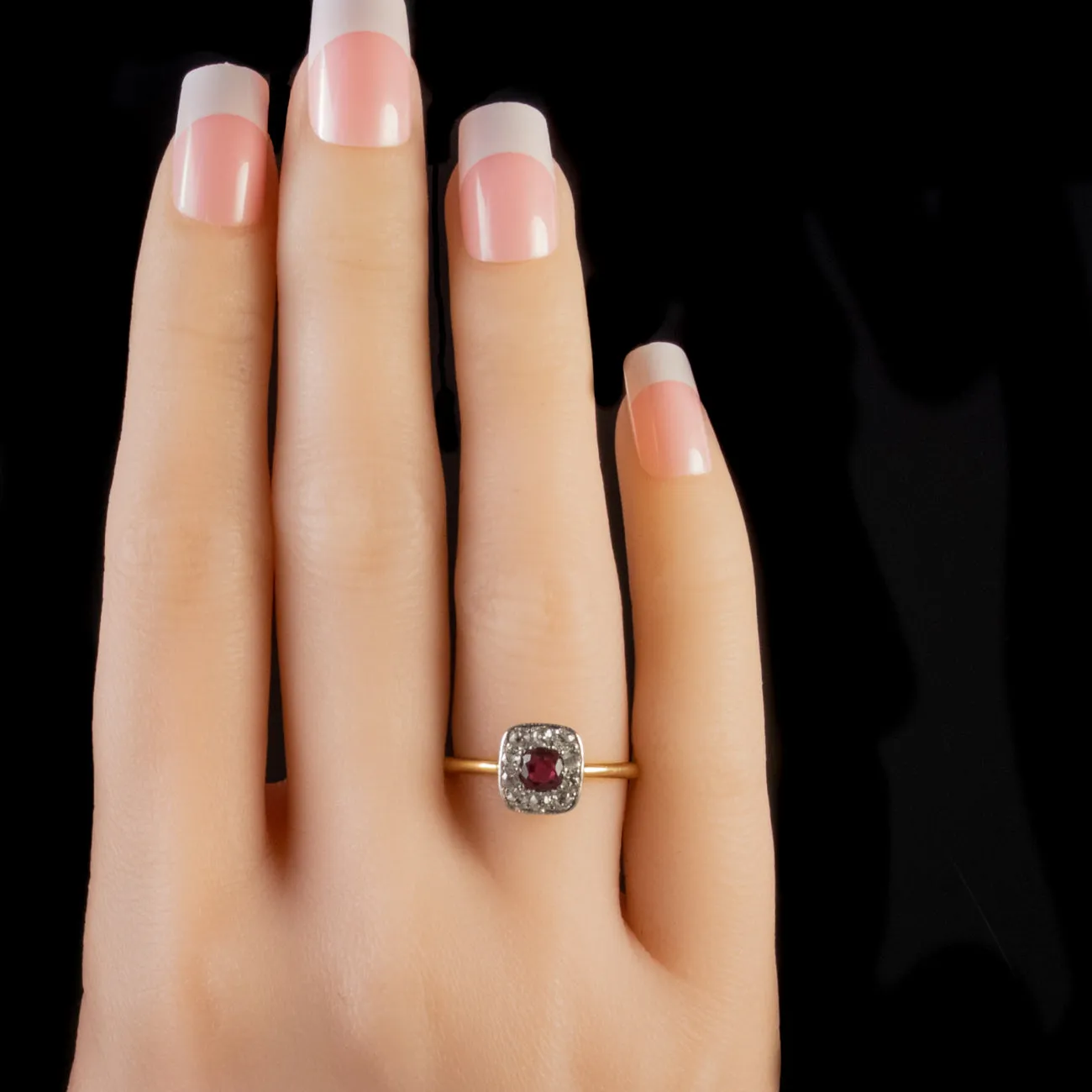 Art Deco Ruby Diamond Ring 18Ct Gold Circa 1930