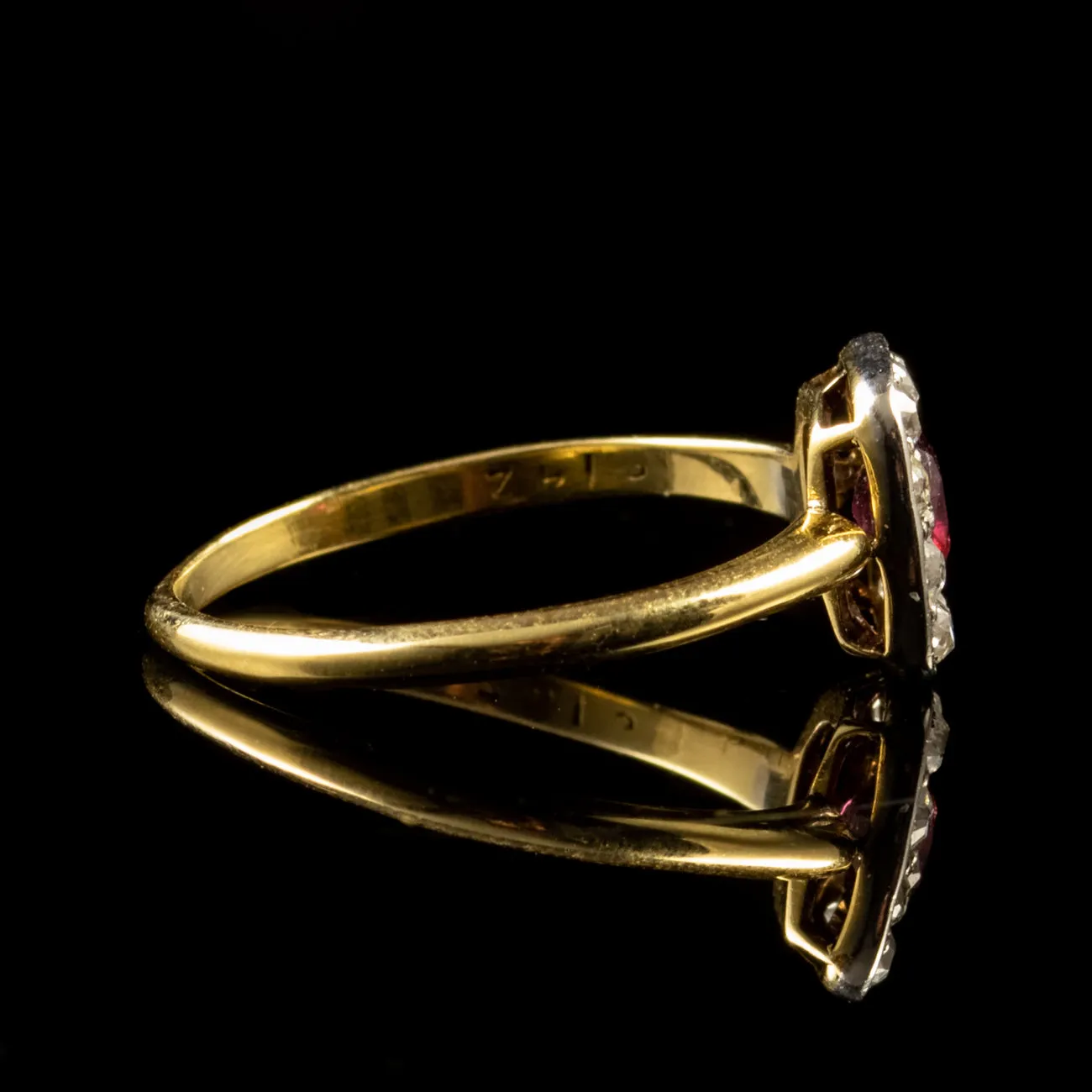 Art Deco Ruby Diamond Ring 18Ct Gold Circa 1930