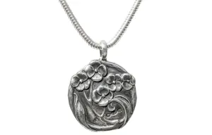 Art Nouveau Solid Sterling Silver Flower Pendant