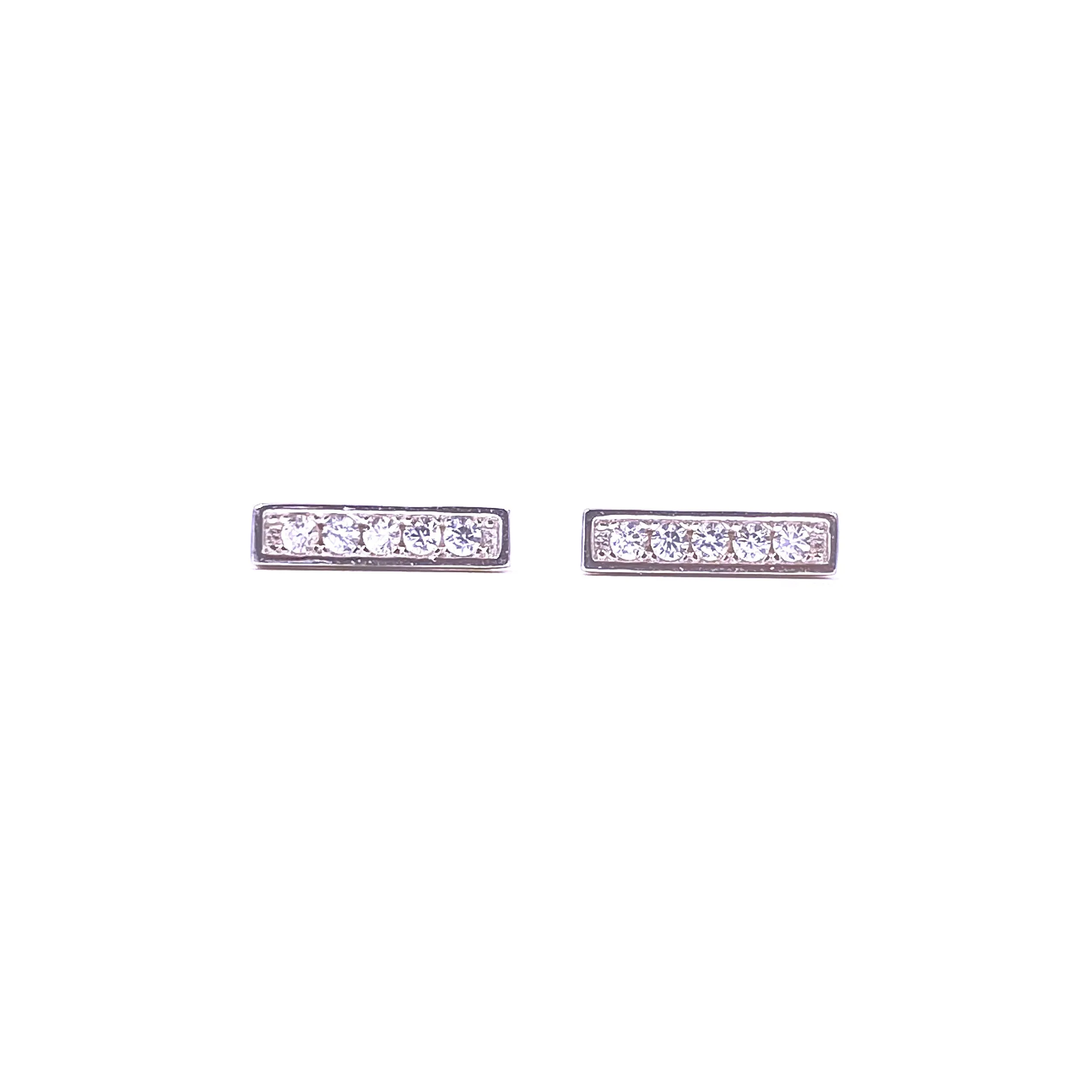 Ashley Gold Sterling Silver 5 CZ Row Design Stud Earrings