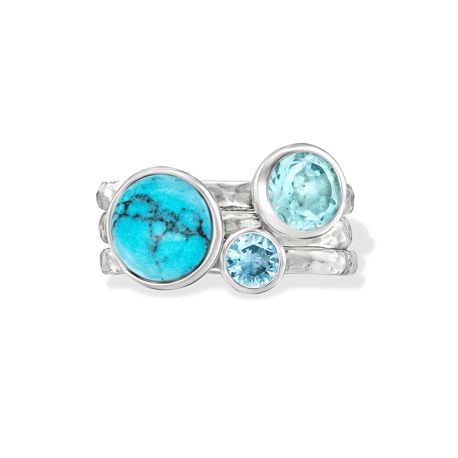 Azure Twinkle Stacking Rings