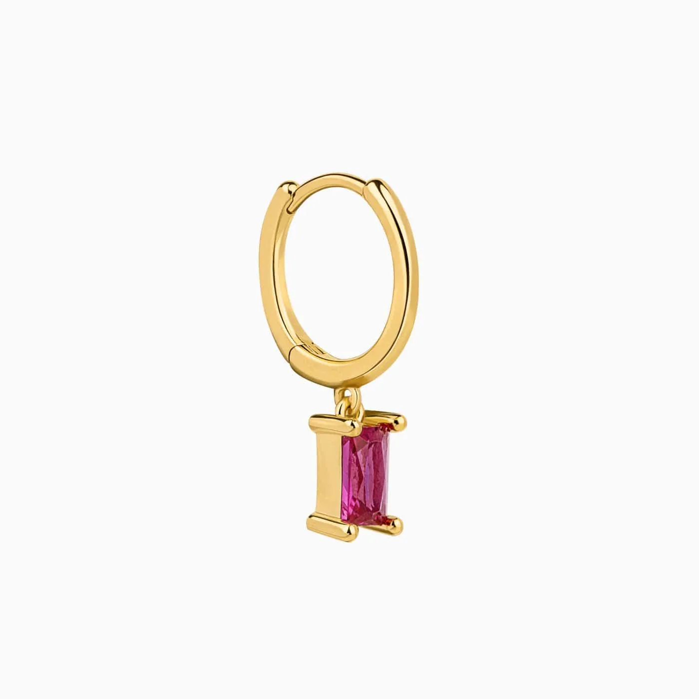 Baguette Ruby Hoop Piercing Gold